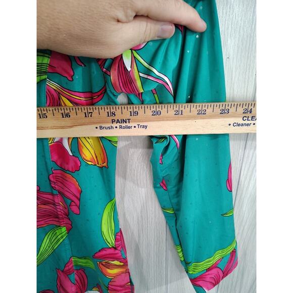 Erin London Floral Colorful Button Up Long Sleeve Blouse Top Soft Size S - Picture 8 of 8